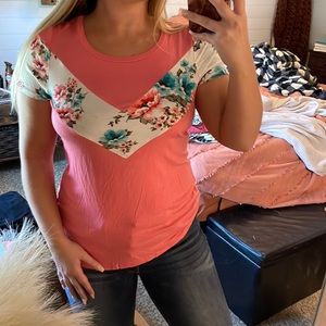 Pink & floral boutique tee